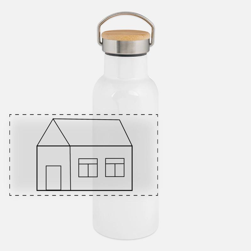 Eigenheim Häuser Immobilie Panorama Thermosflasche mit Bambusdeckel
