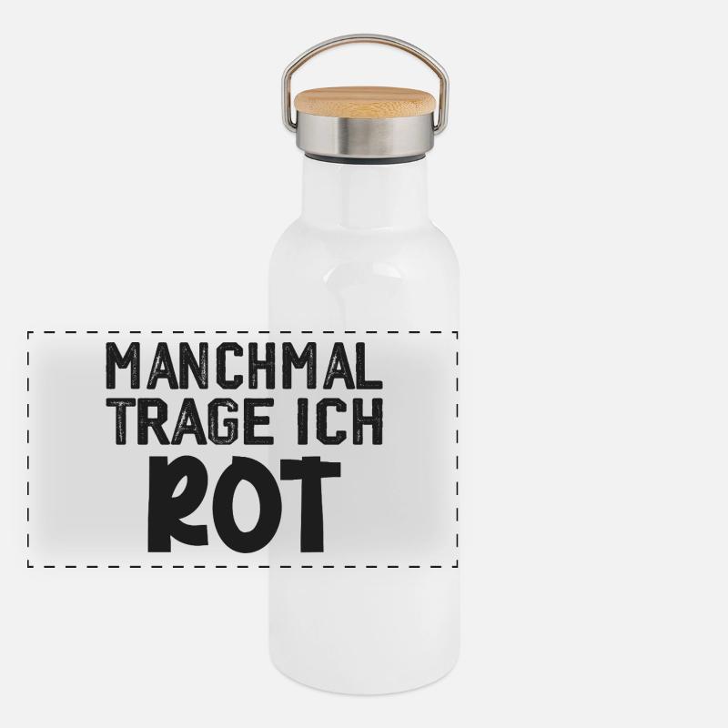 Manchmal trage ich rot Spruch Farbe rot Panorama Thermosflasche mit Bambusdeckel