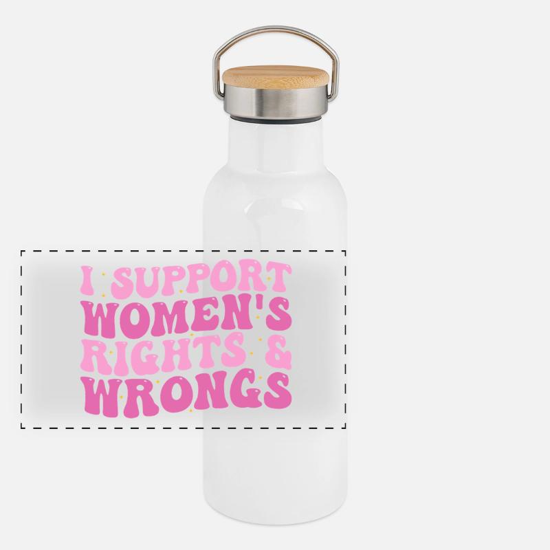 i support women's rights & wrongs Gourde isotherme avec bouchon en bambou
