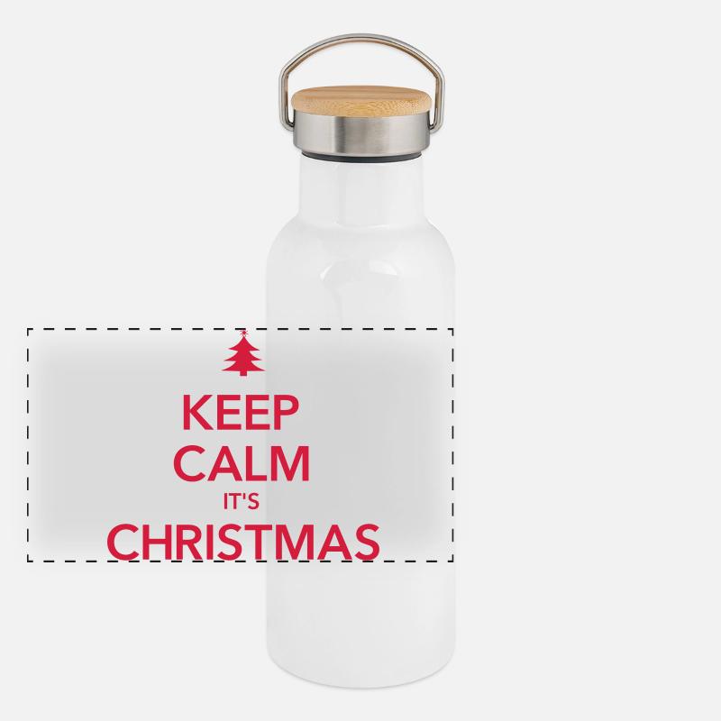 RESTEZ CALME C’EST NOËL Weihnachten Gourde isotherme avec bouchon en bambou