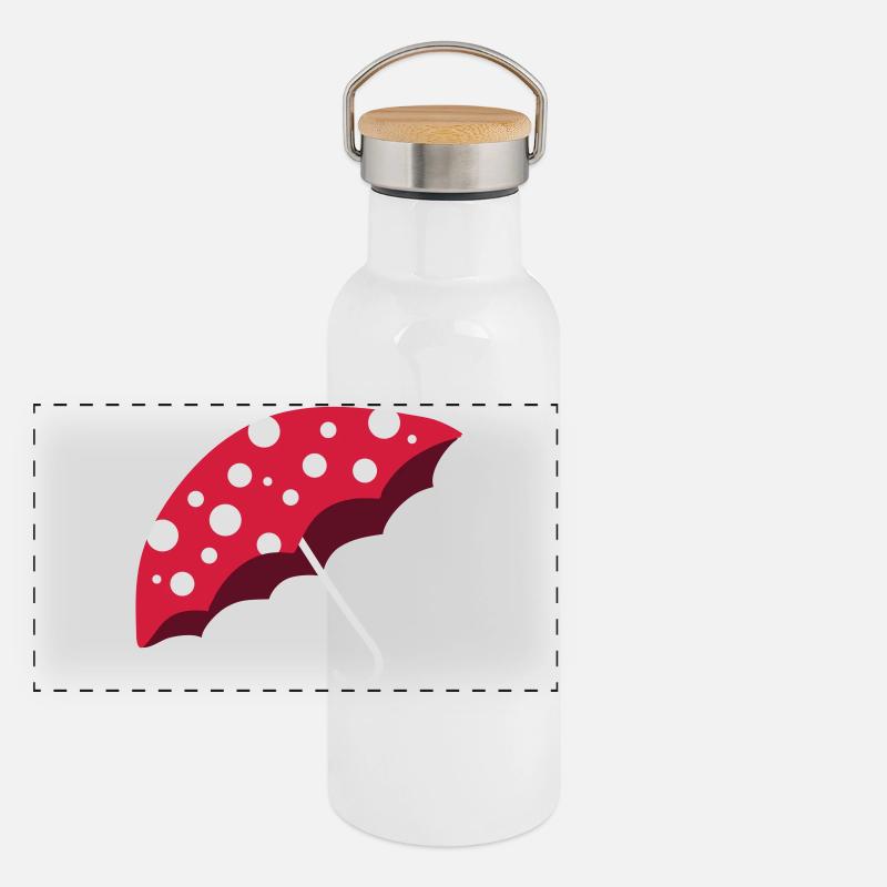 Un parapluie avec des points Gourde isotherme avec bouchon en bambou