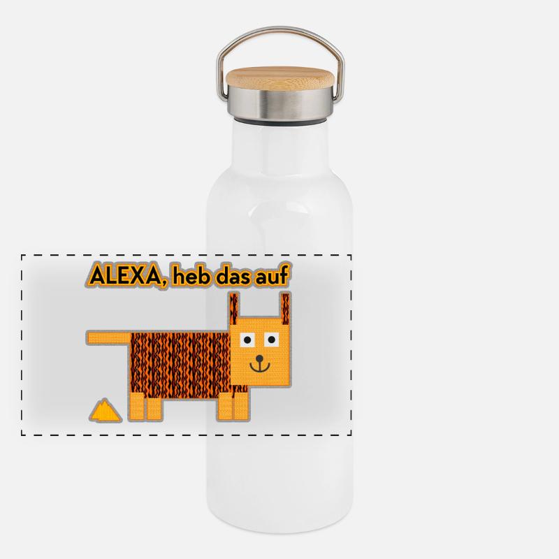 Alexa, heb das auf! Panorama Thermosflasche mit Bambusdeckel