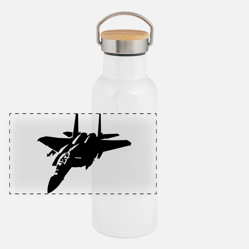 F-15 Panorama Thermosflasche mit Bambusdeckel