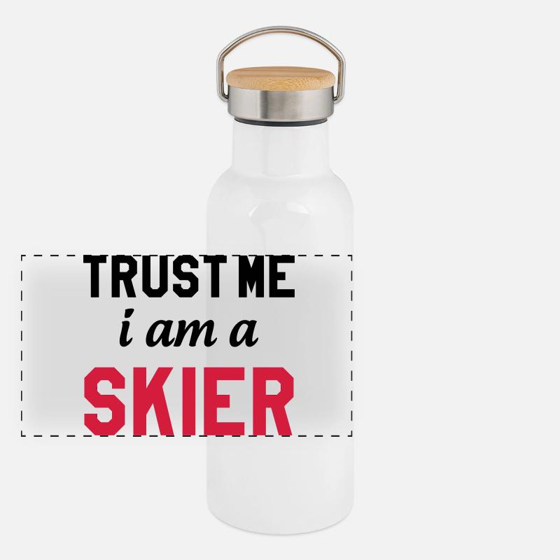 Trust me I am Skier Panorama Thermosflasche mit Bambusdeckel