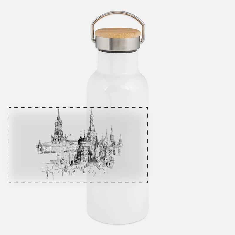 Moskau Panorama Thermosflasche mit Bambusdeckel