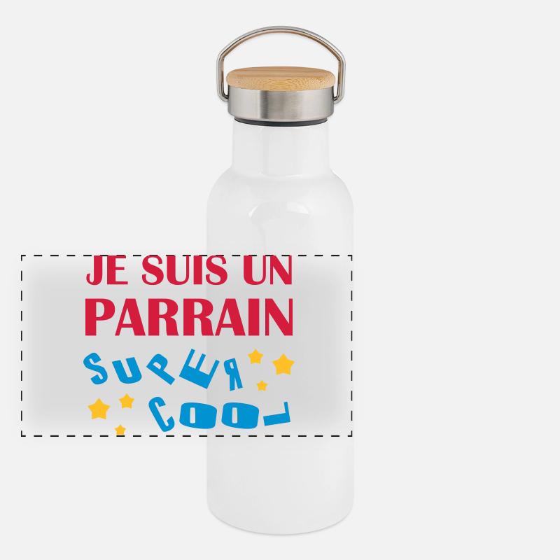 Oncle / Parrain / Tonton / Naissance / Bébé Gourde isotherme avec bouchon en bambou