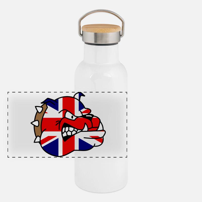British Bulldog Union Jack Gourde isotherme avec bouchon en bambou