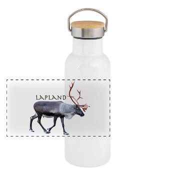 Laponie - Gourde isotherme avec bouchon en bambou - blanc - Devant