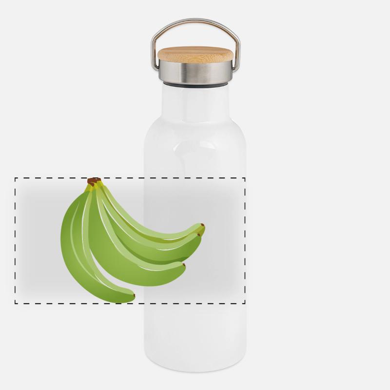 quatre bananes non mûres vert vif Gourde isotherme avec bouchon en bambou