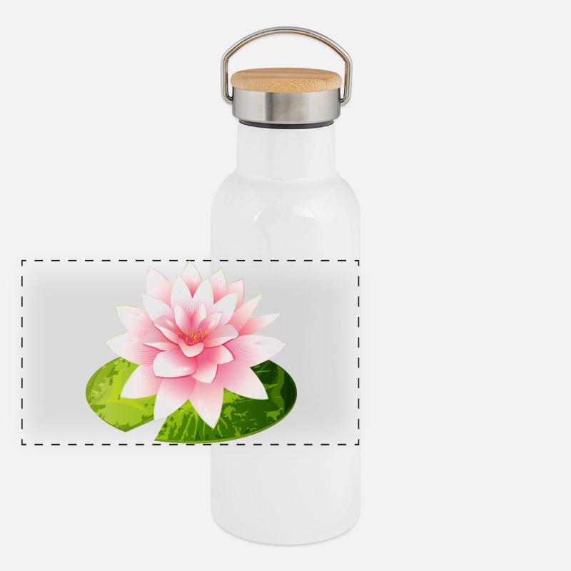 nénuphar brillant avec pétale de nénuphar vert Gourde isotherme avec bouchon en bambou