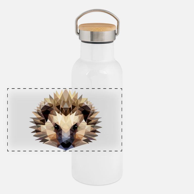 Igel Polygon Style Panorama Thermosflasche mit Bambusdeckel