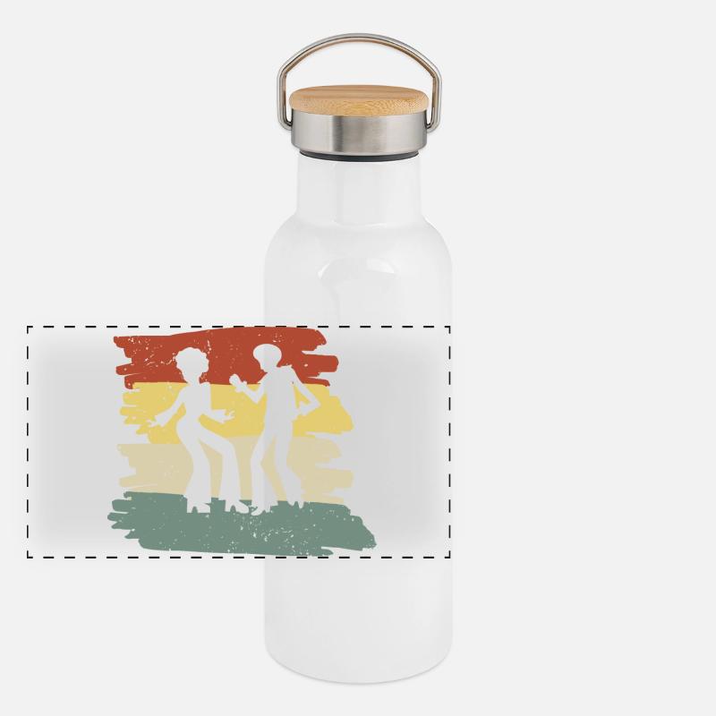 Regenbogen Tanzsilhouette Panorama Thermosflasche mit Bambusdeckel