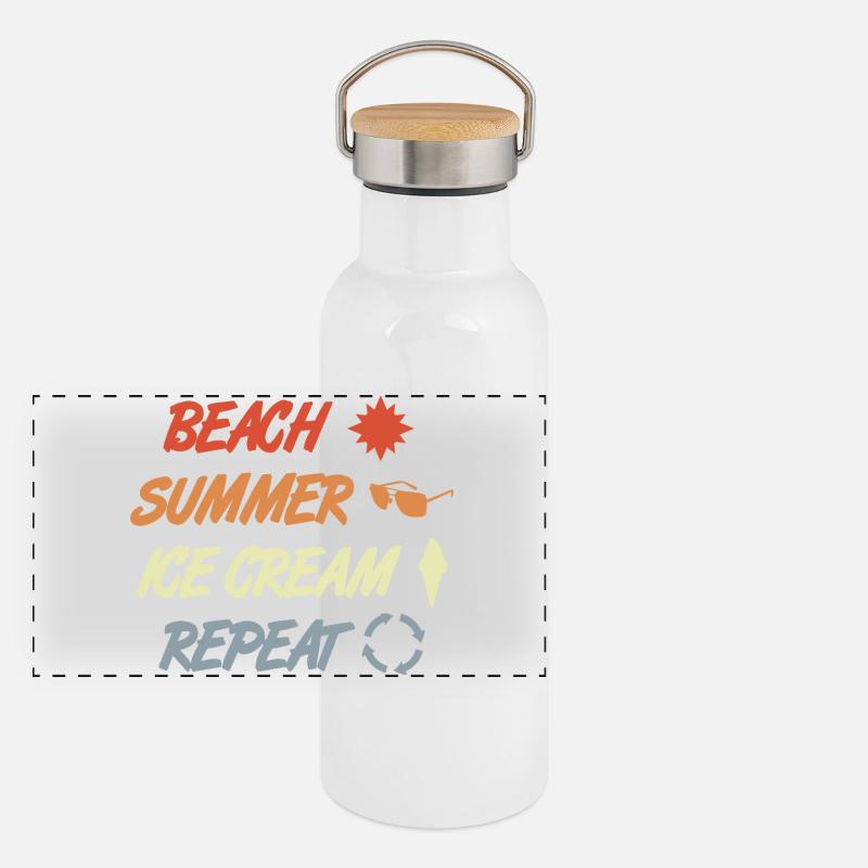 Vintage Ice Cream Saying Panoramic Thermal Bottle with Bamboo Lid