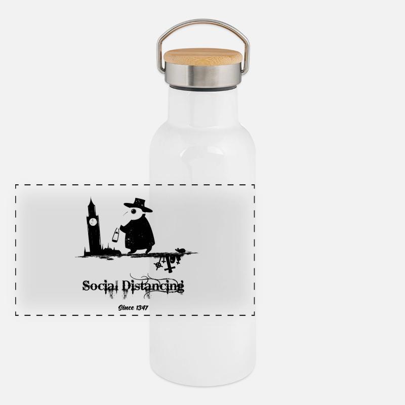 Social Distancing since 1347 Panoramic Thermal Bottle with Bamboo Lid