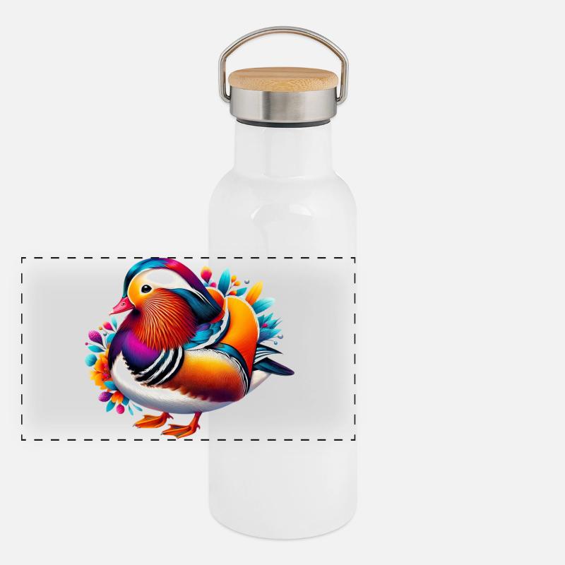 Canard mandarin Gourde isotherme avec bouchon en bambou