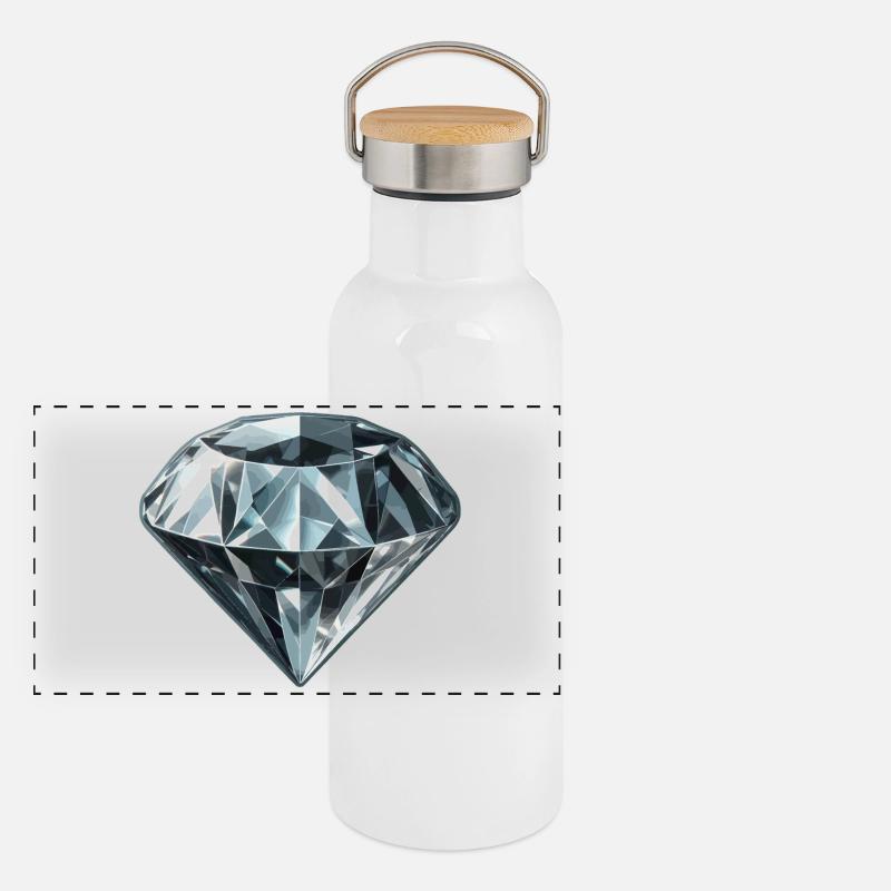Precious Diamond Gemstone Panoramic Thermal Bottle with Bamboo Lid
