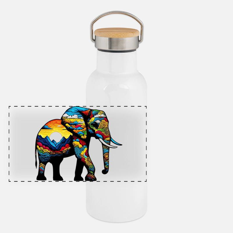 Éléphant Gourde isotherme avec bouchon en bambou