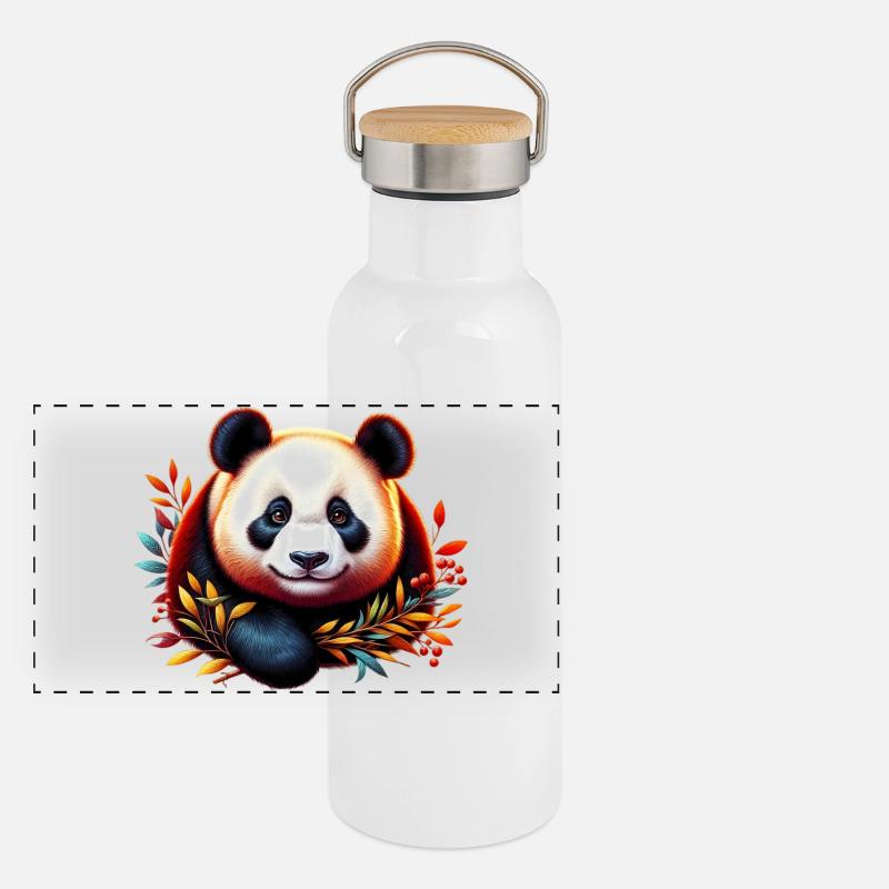 Panda Gourde isotherme avec bouchon en bambou