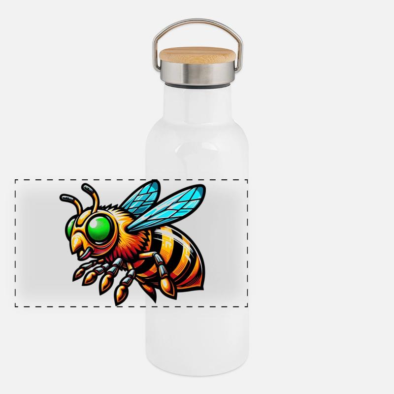 Abeille Gourde isotherme avec bouchon en bambou