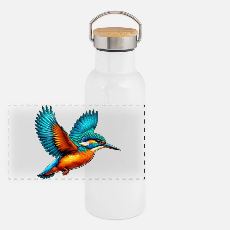 Eisvogel Panorama Thermosflasche mit Bambusdeckel