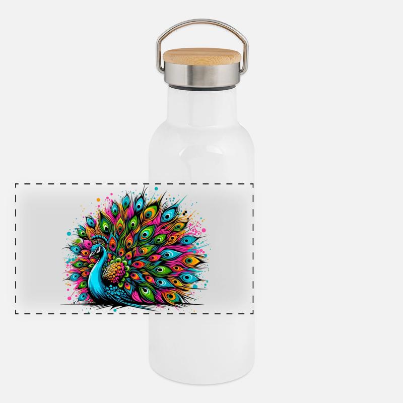 Peacock Panoramic Thermal Bottle with Bamboo Lid