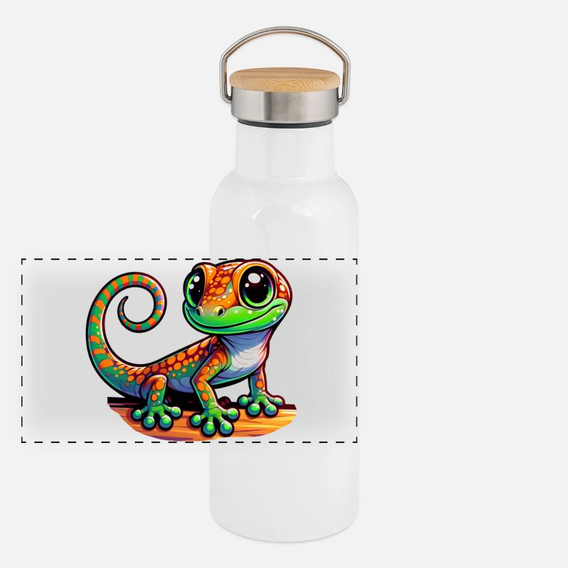 Gecko Gourde isotherme avec bouchon en bambou