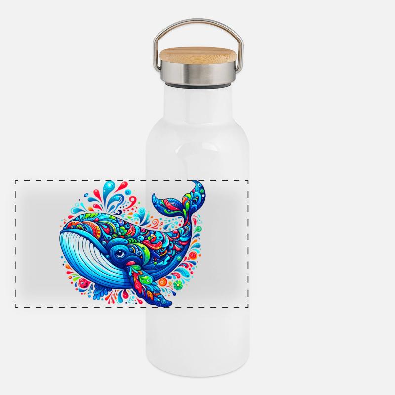 Whale Panoramic Thermal Bottle with Bamboo Lid