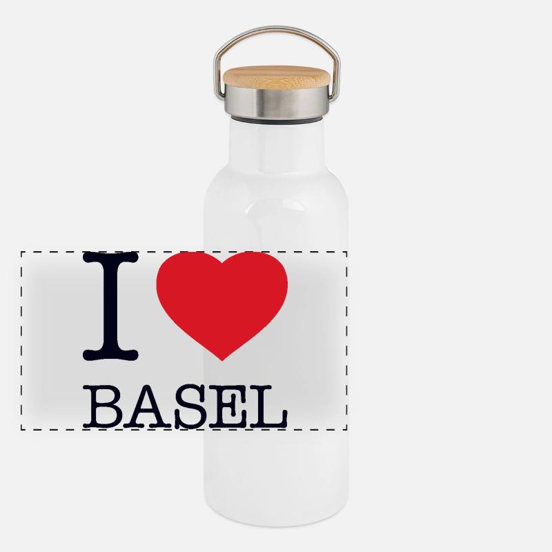 I LOVE BASEL Panorama Thermosflasche mit Bambusdeckel