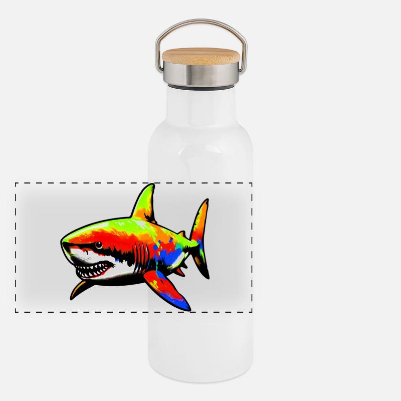 Requin Gourde isotherme avec bouchon en bambou