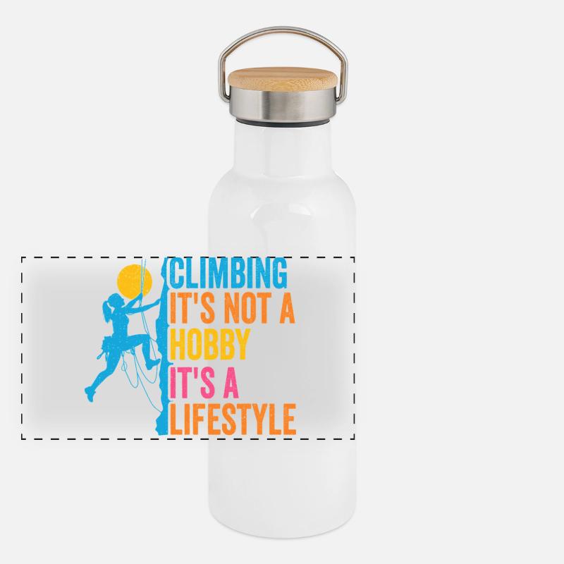 Climbing - It's Not a Hobby. It's a Lifestyle Panoramic Thermal Bottle with Bamboo Lid