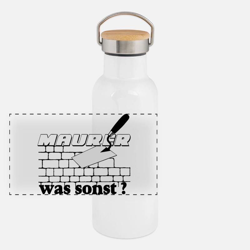 Logo de construction en maçonnerie Gourde isotherme avec bouchon en bambou