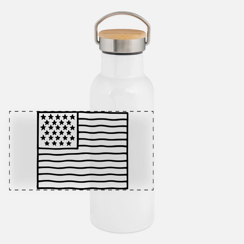 Drapeau USA Gourde isotherme avec bouchon en bambou