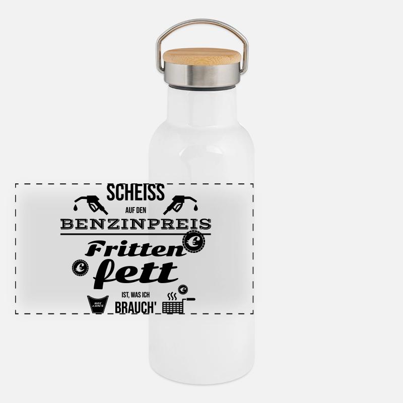 Scheiß Benzinpreis - Ich brauche Frittenfett Panorama Thermosflasche mit Bambusdeckel