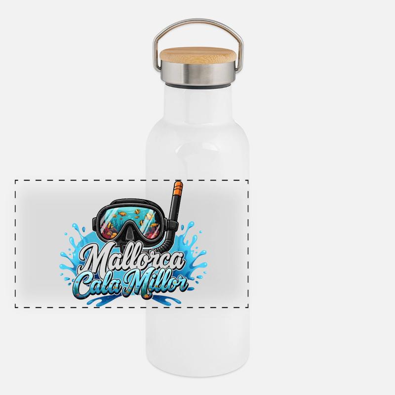 Tauchtraum Cala Millor Panorama Thermosflasche mit Bambusdeckel