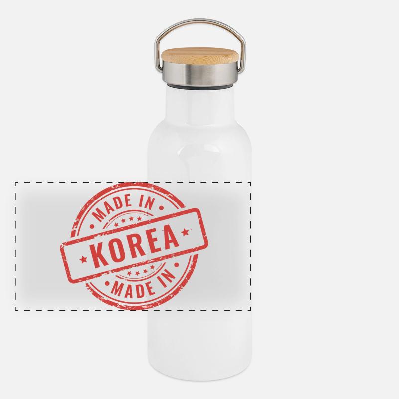 Fabriqué en Corée – Metaphor Design Gourde isotherme avec bouchon en bambou