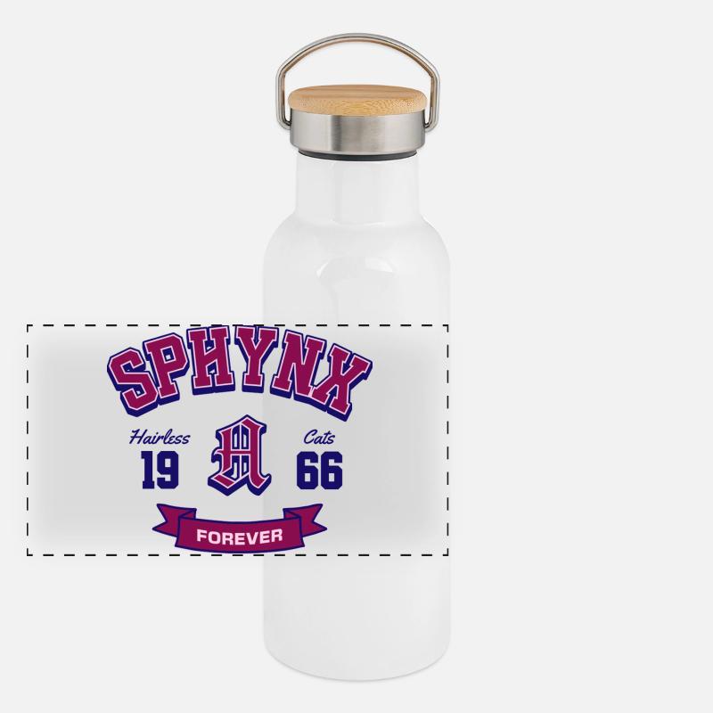 Sphynx Cats Forever Klassischer College-Stil Panorama Thermosflasche mit Bambusdeckel