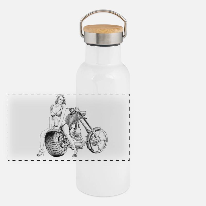Bikini am Chopper Panorama Thermosflasche mit Bambusdeckel