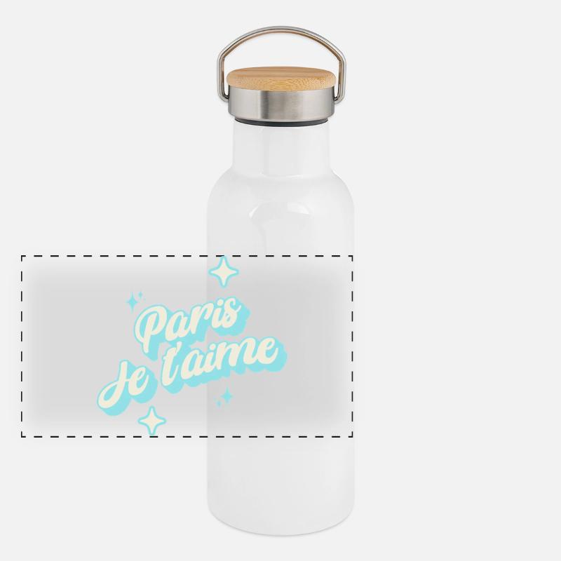 Paris I Love You - Sky Blue Panoramic Thermal Bottle with Bamboo Lid