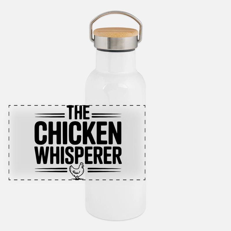 Der Hühnerflüsterer Panorama Thermosflasche mit Bambusdeckel