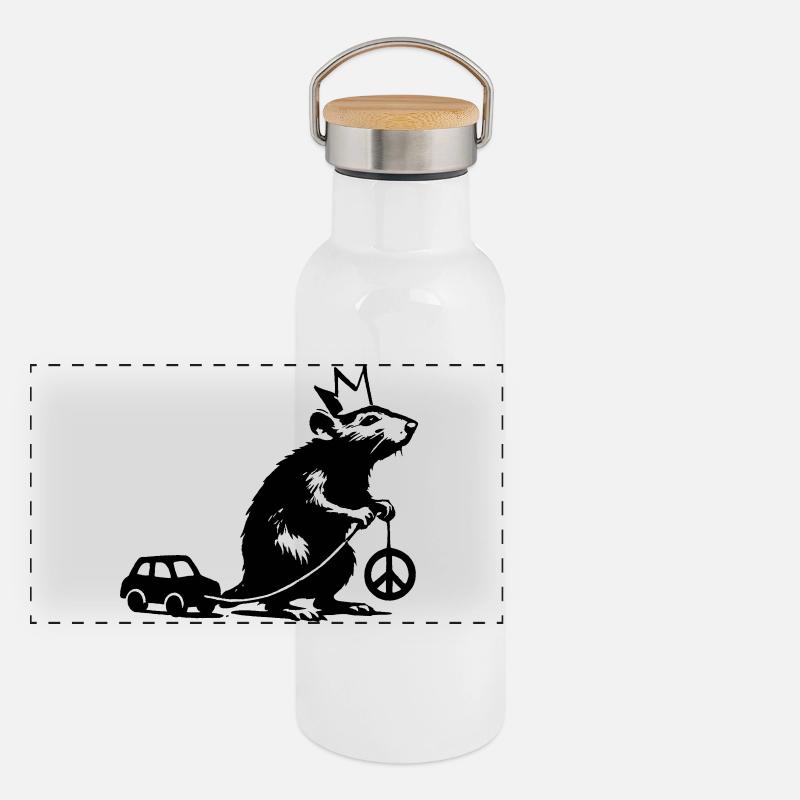 Rat royal avec jouet Gourde isotherme avec bouchon en bambou