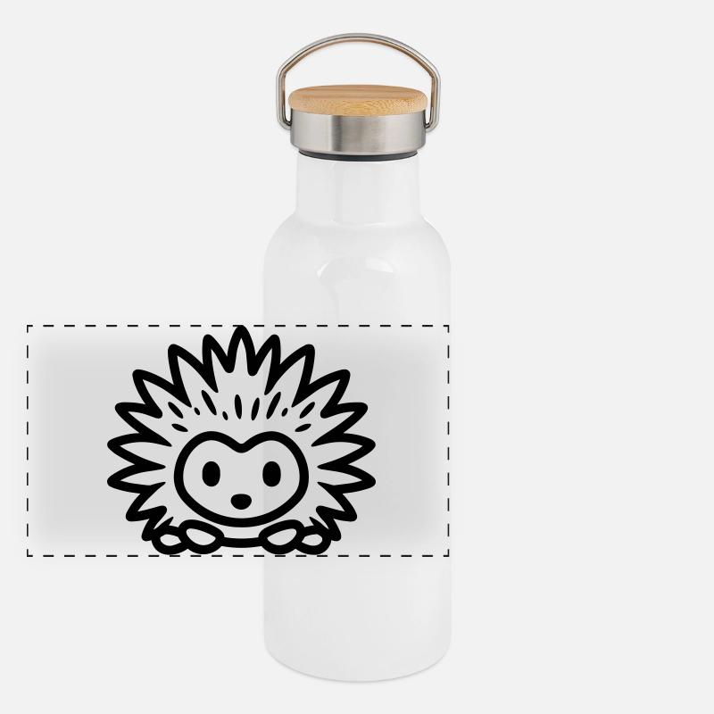 Stachelschwein Panorama Thermosflasche mit Bambusdeckel