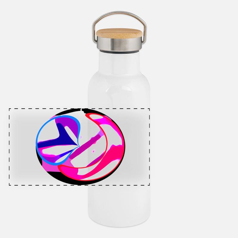 Neon Swirl Abstract Panoramic Thermal Bottle with Bamboo Lid