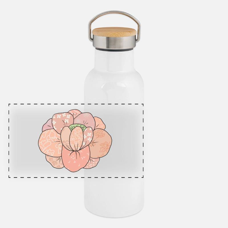 Apricotrose - Panoramic Thermal Bottle with Bamboo Lid - white