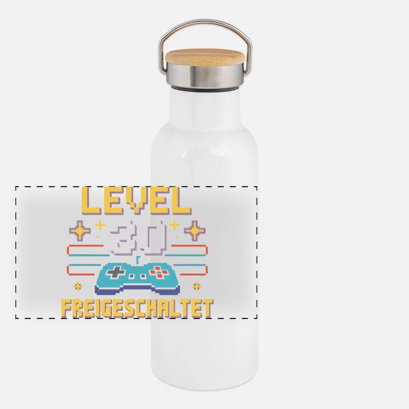 Level 30 Freigeschaltet Controller Panorama Thermosflasche mit Bambusdeckel