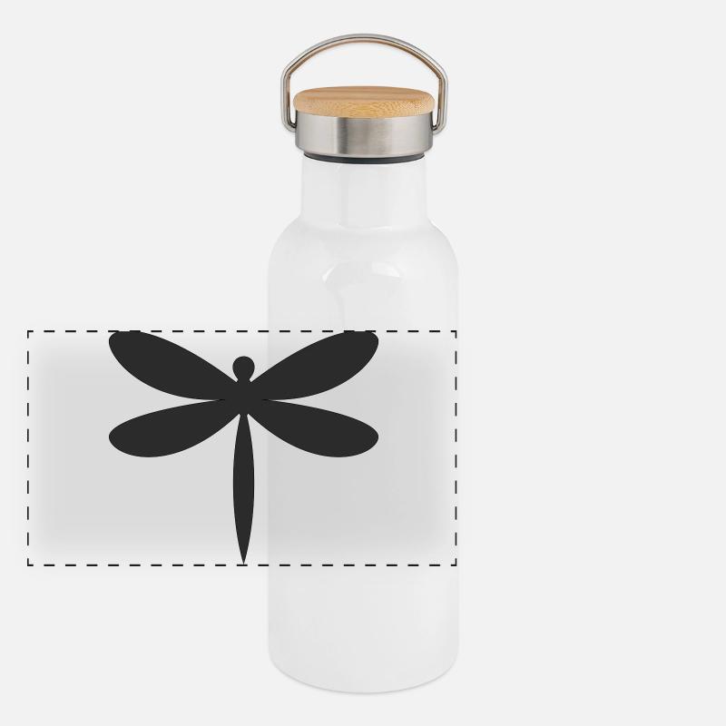 Libelle Silhouette  Panorama Thermosflasche mit Bambusdeckel