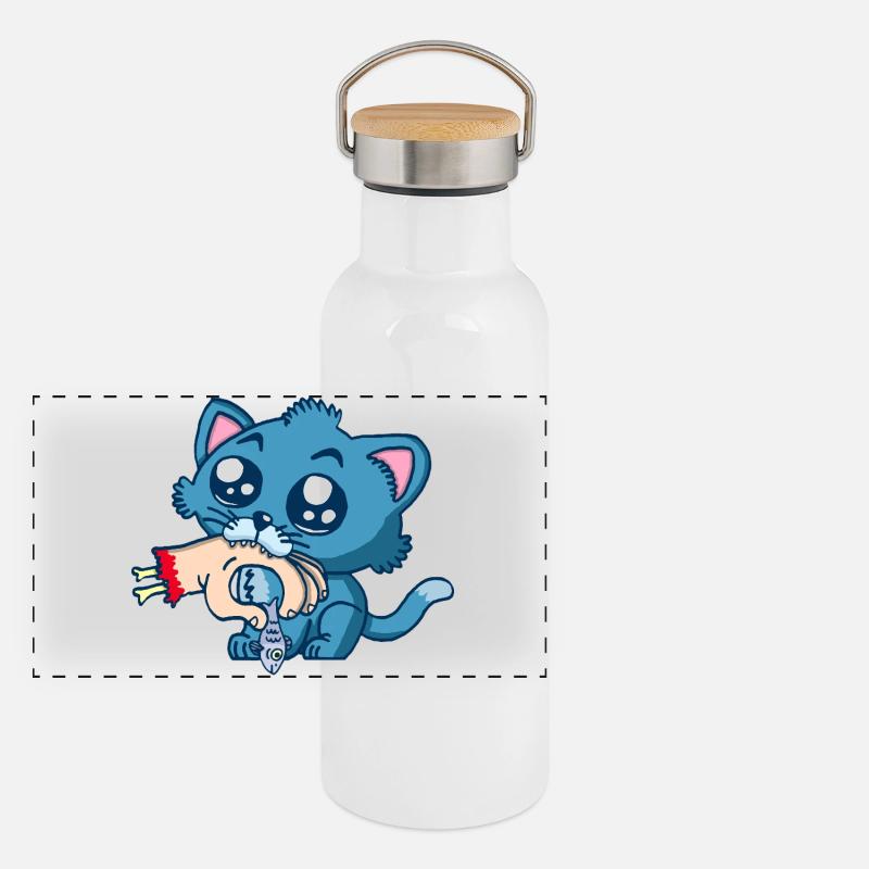 Gourmet kitten Panoramic Thermal Bottle with Bamboo Lid