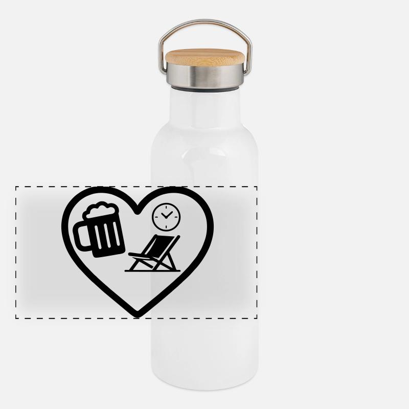 Humour de la maison d’invités Heart Beer Gourde isotherme avec bouchon en bambou