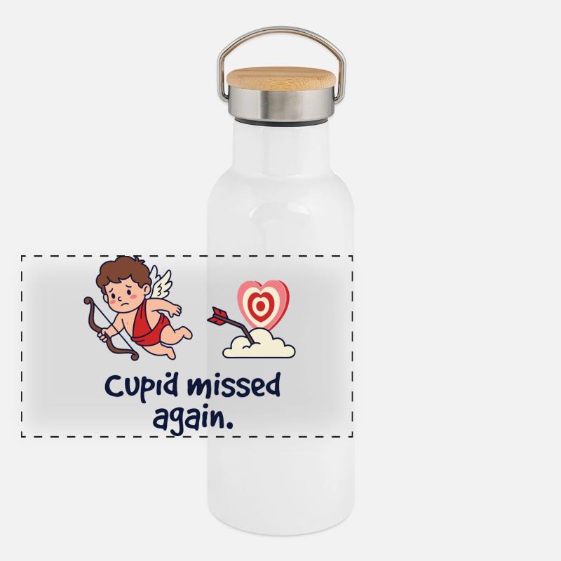 Cupidon a encore raté Single drôle anti-Valentine Gourde isotherme avec bouchon en bambou