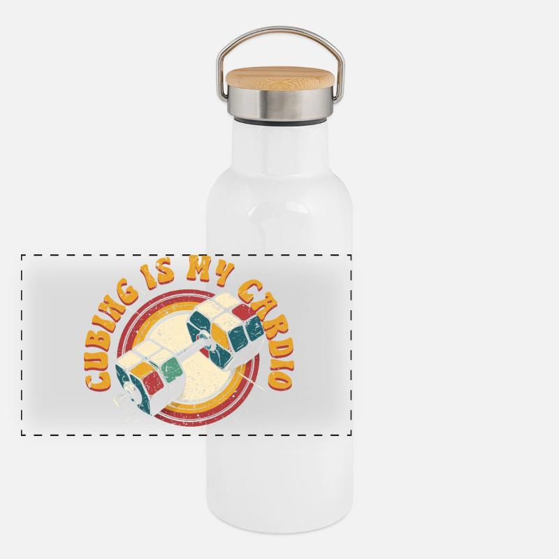 Speedcubing Speed Cube Cubing Is My Cardio Panorama Thermosflasche mit Bambusdeckel
