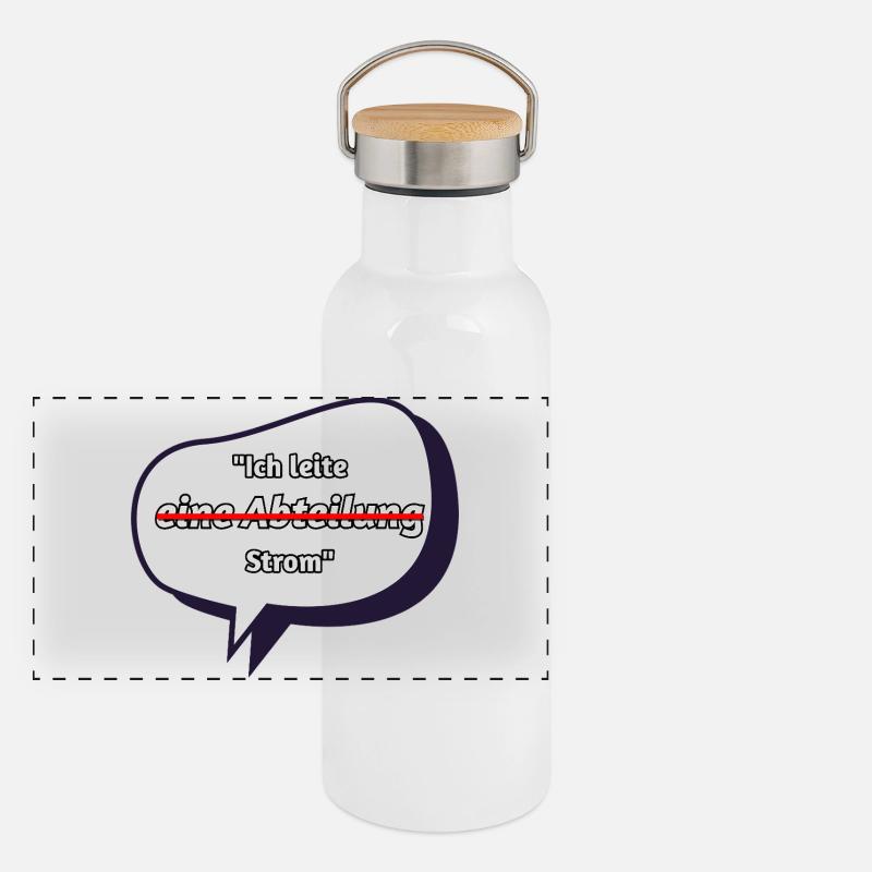 Ich leite Strom Spruch Panorama Thermosflasche mit Bambusdeckel